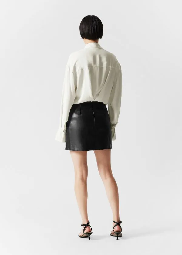 and Other Stories RawEdge Leather Mini Skirt Black Women Skirts