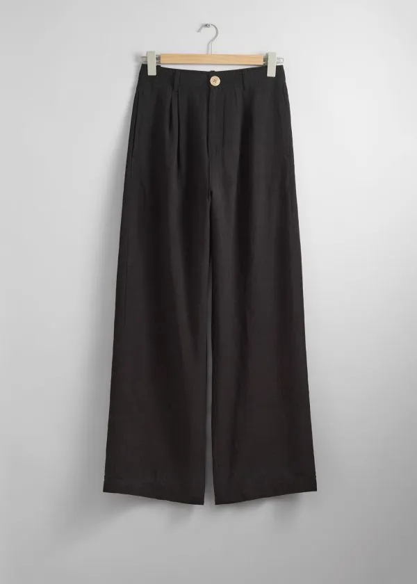 and Other Stories Relaxed Breezy Trousers Black Women Trousers