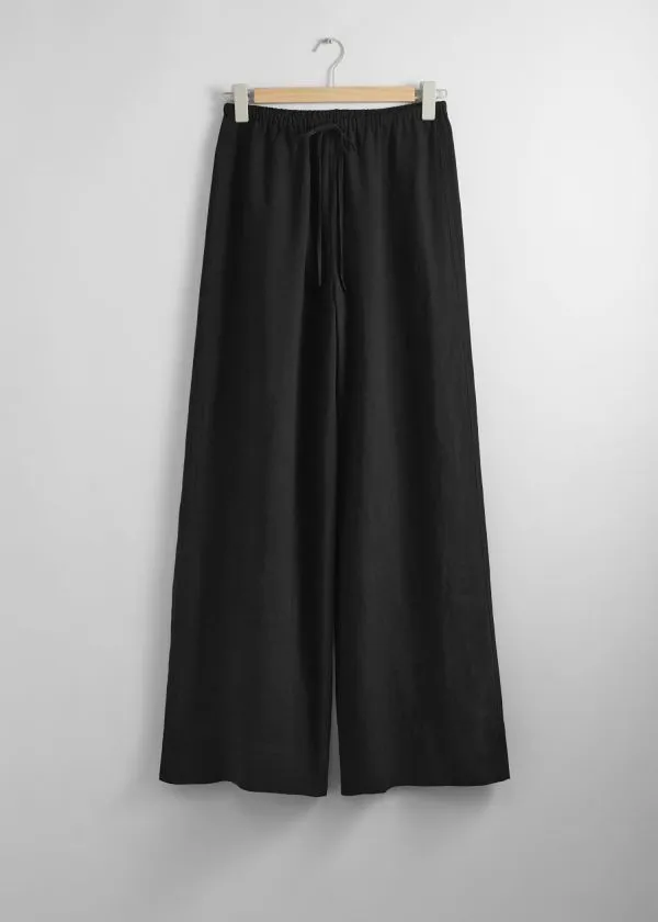 and Other Stories Relaxed Drawstring Trousers Black Women Trousers
