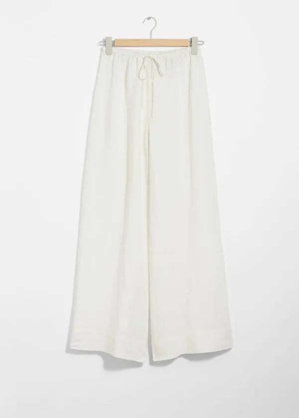 and Other Stories Relaxed Drawstring Trousers White Women Trousers
