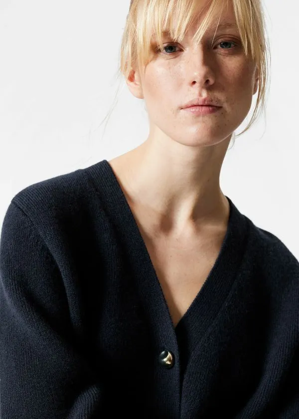and Other Stories Relaxed Knit Cardigan Dark Blue Women Cardigans