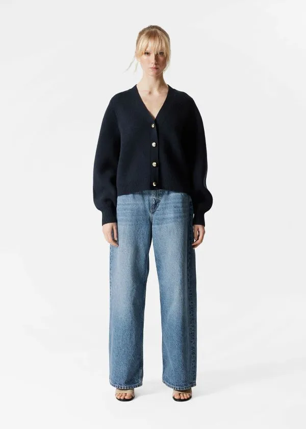 and Other Stories Relaxed Knit Cardigan Dark Blue Women Cardigans