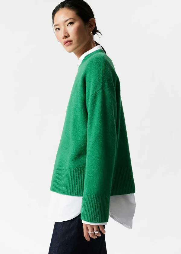 and Other Stories Relaxed Knit Jumper Green Women Knitwear