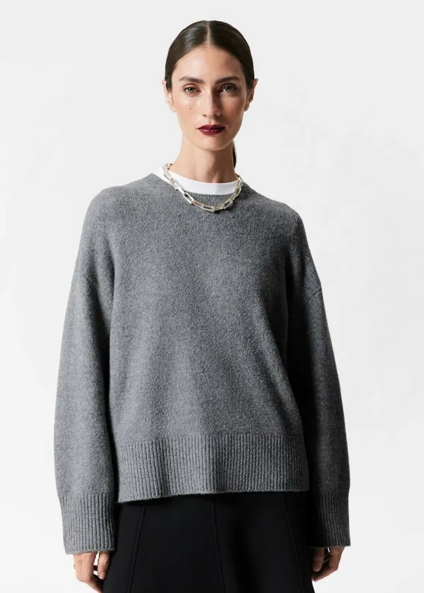 and Other Stories Relaxed Knit Jumper Grey Melange Women Knitwear