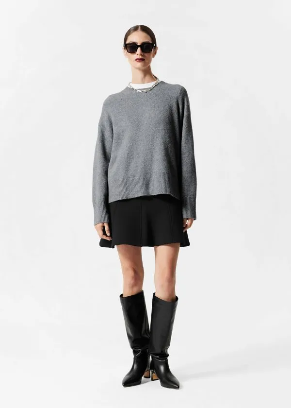 and Other Stories Relaxed Knit Jumper Grey Melange Women Knitwear