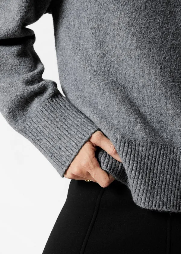 and Other Stories Relaxed Knit Jumper Grey Melange Women Knitwear