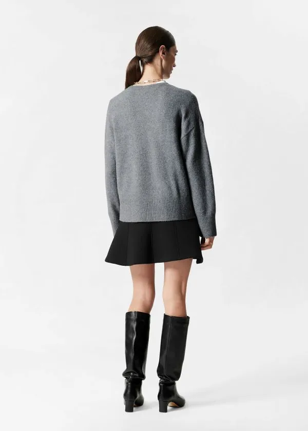 and Other Stories Relaxed Knit Jumper Grey Melange Women Knitwear