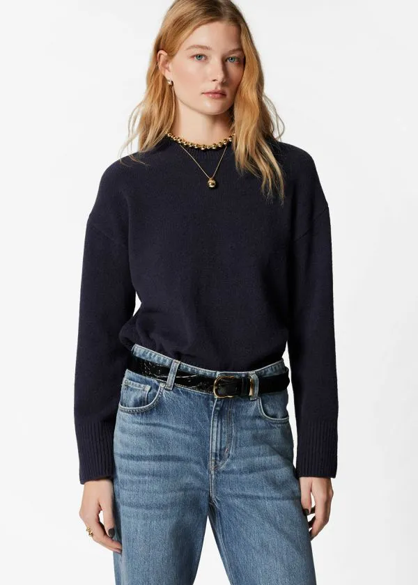 and Other Stories Relaxed Knit Jumper Navy Women Knitwear