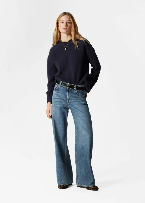 and Other Stories Relaxed Knit Jumper Navy Women Knitwear