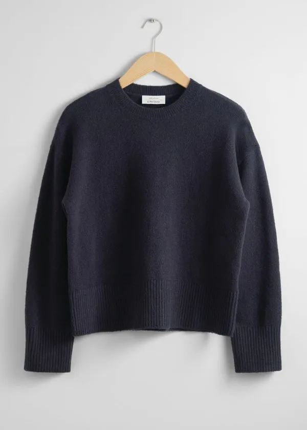 and Other Stories Relaxed Knit Jumper Navy Women Knitwear