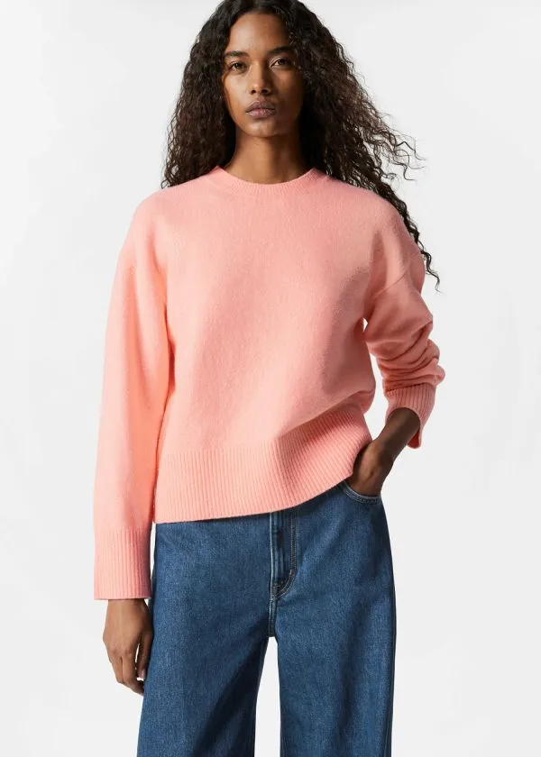 and Other Stories Relaxed Knit Jumper Peach Women Knitwear