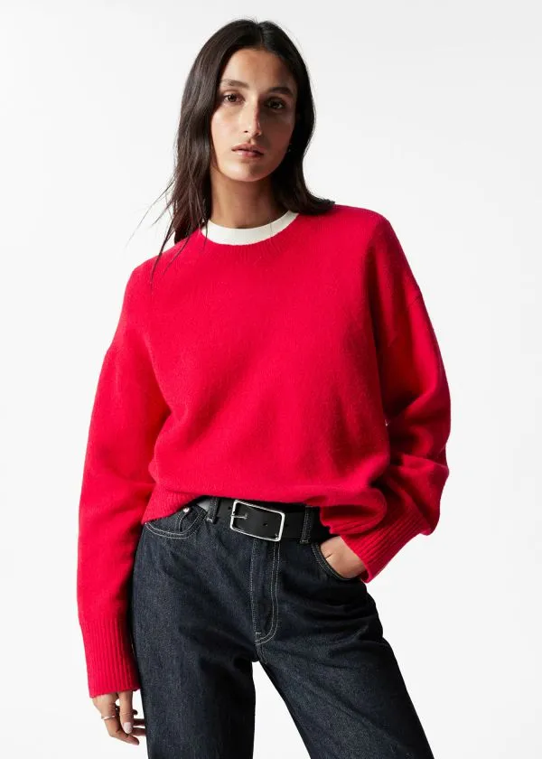 and Other Stories Relaxed Knit Jumper Red Women Knitwear