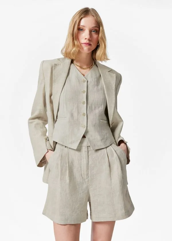 and Other Stories Relaxed Linen Shorts Beige Women Sets and Suits