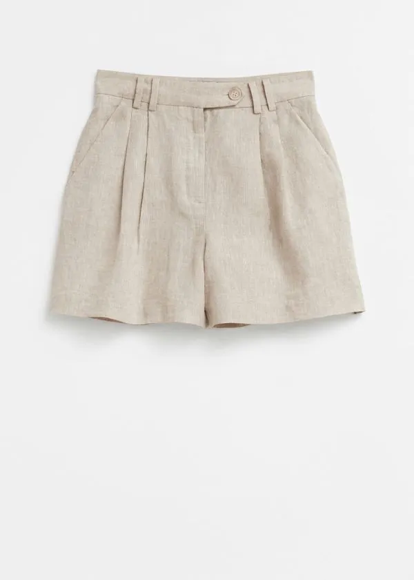 and Other Stories Relaxed Linen Shorts Beige Women Sets and Suits