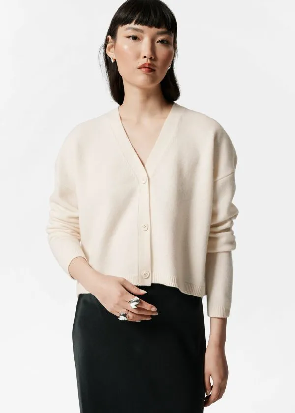 and Other Stories Relaxed Wool Cardigan Cream Women Knitwear