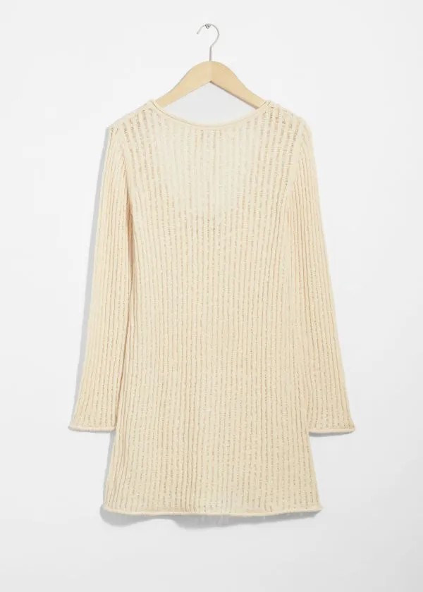 and Other Stories RibKnit Mini Dress White Women Dresses