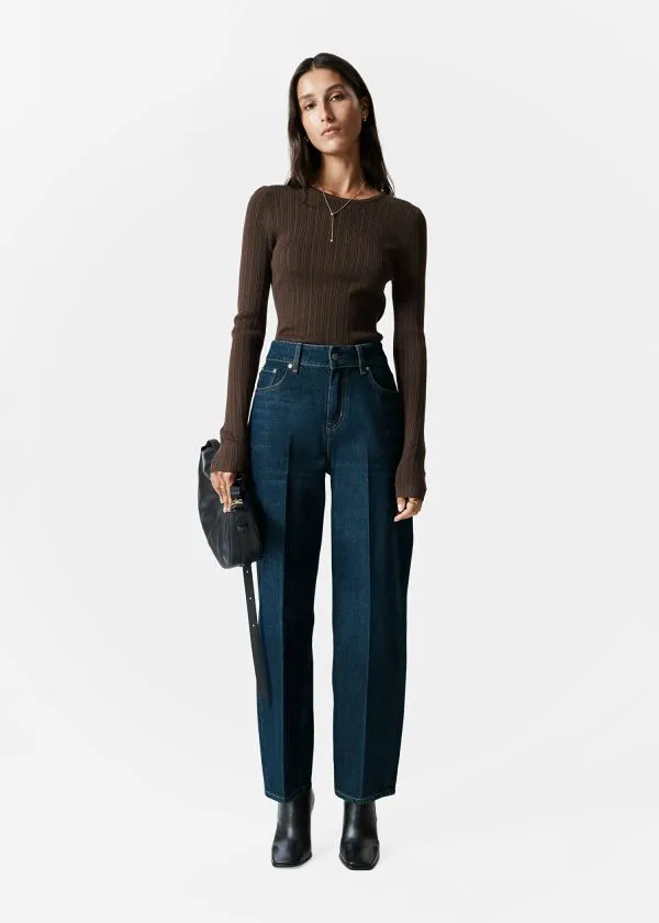 and Other Stories RibKnit Top Dark Brown Women Knitwear