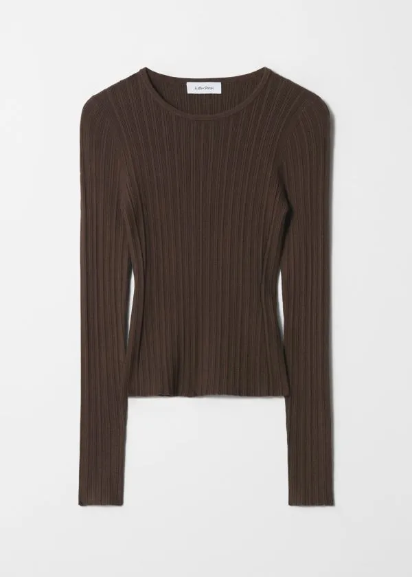 and Other Stories RibKnit Top Dark Brown Women Knitwear