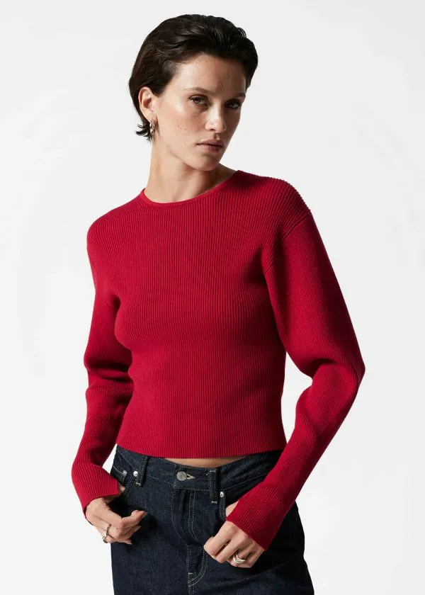 and Other Stories RibKnit Top Red Women Knitwear