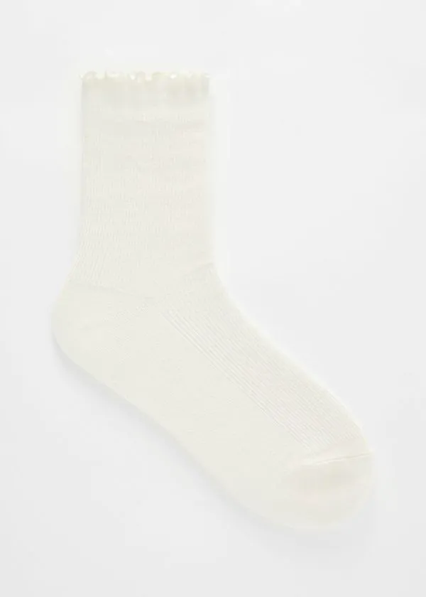 and Other Stories Ribbed Frill Socks White Women Socks and Tights
