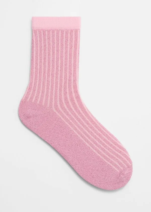 and Other Stories Ribbed Glitter Socks Pink Women Socks and Tights