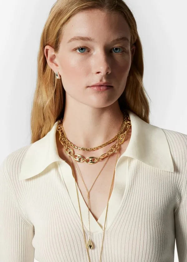 and Other Stories Ribbed Polo Top Ivory Women Tops and Tshirts