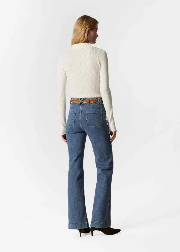 and Other Stories Ribbed Polo Top Ivory Women Tops and Tshirts