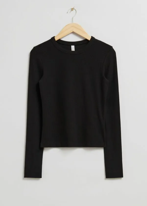 and Other Stories Ribbed Top Black Women Tops and Tshirts