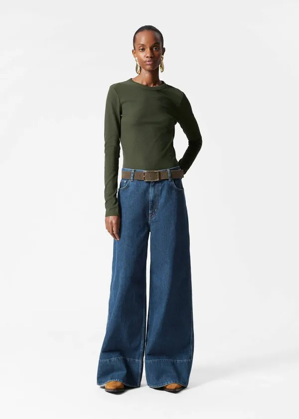 and Other Stories Ribbed Top Dark Green Women Tops and Tshirts
