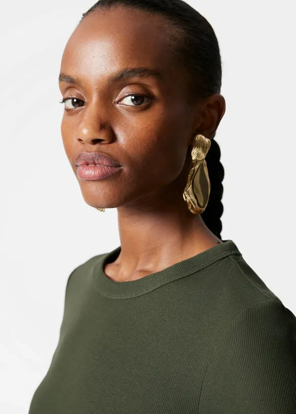 and Other Stories Ribbed Top Dark Green Women Tops and Tshirts