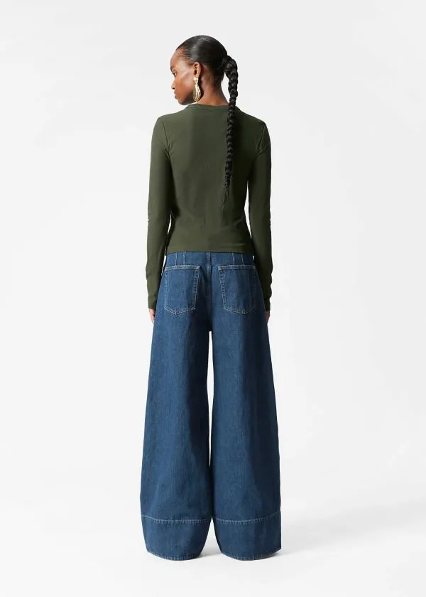 and Other Stories Ribbed Top Dark Green Women Tops and Tshirts