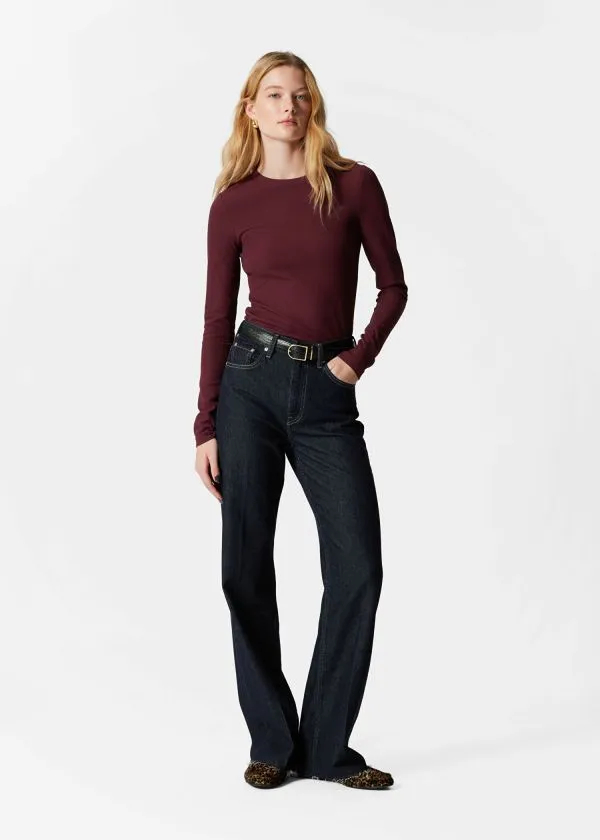 and Other Stories Ribbed Top Dark Red Women Tops and Tshirts
