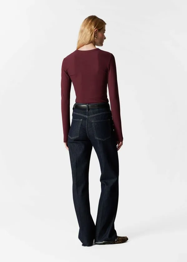 and Other Stories Ribbed Top Dark Red Women Tops and Tshirts