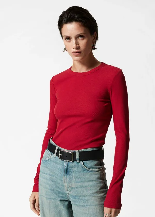 and Other Stories Ribbed Top Red Women Tops and Tshirts