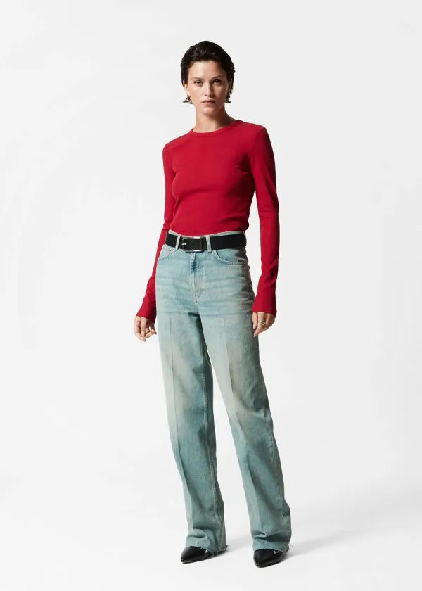 and Other Stories Ribbed Top Red Women Tops and Tshirts
