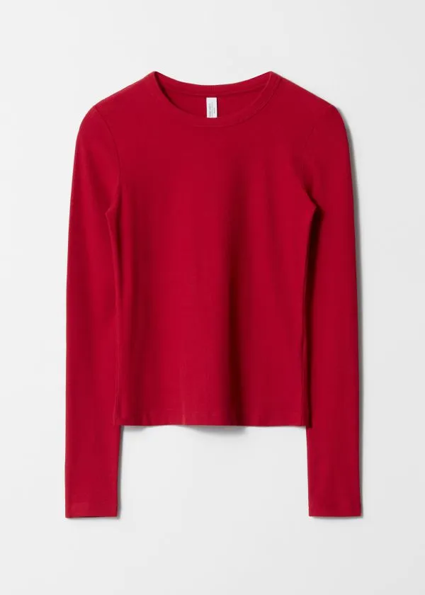 and Other Stories Ribbed Top Red Women Tops and Tshirts