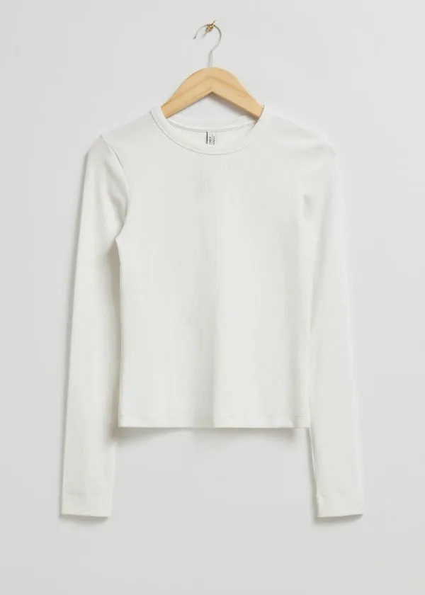 and Other Stories Ribbed Top White Women Tops and Tshirts