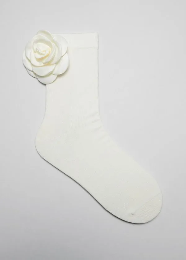 and Other Stories Rose Appliqu Socks White Women Socks and Tights