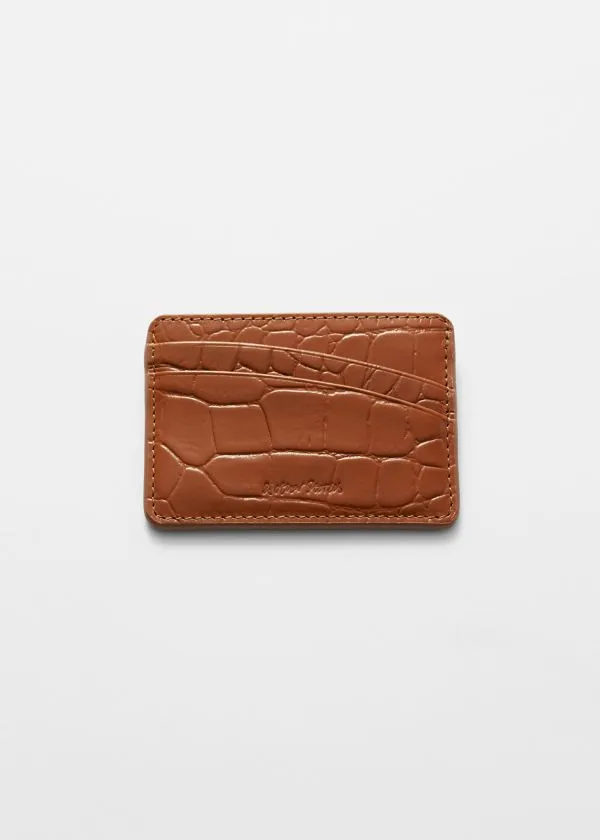 and Other Stories Rounded Pockets Leather CardHolder Brown Croco Women Wallets