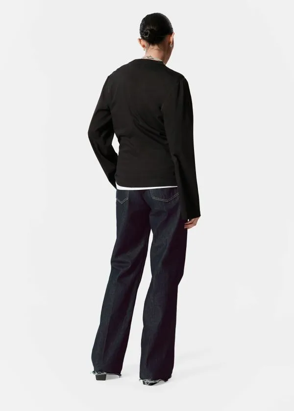 and Other Stories Ruched LongSleeve Top Black Women Tops and Tshirts