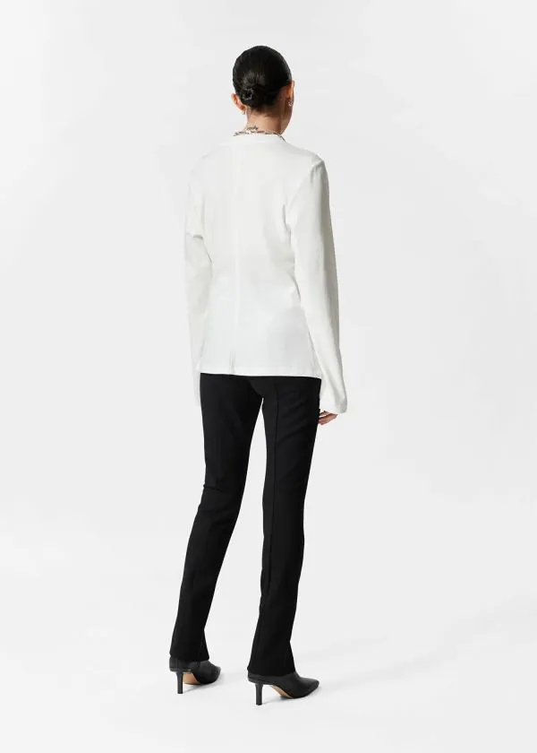 and Other Stories Ruched LongSleeve Top White Women Tops and Tshirts