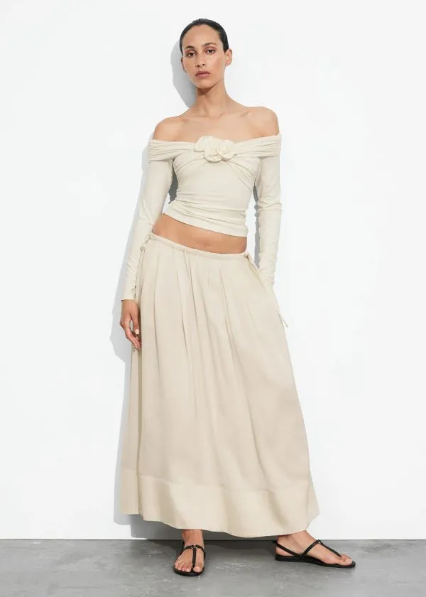 and Other Stories Ruched OffShoulder Top Cream Women Tops and Tshirts