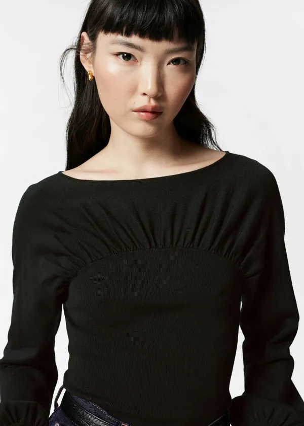 and Other Stories Ruched Sweater Black Women Knitwear