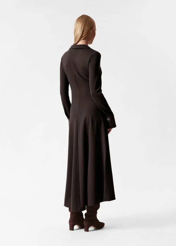 and Other Stories RuchedWaist Midi Shirt Dress Dark Brown Women Dresses