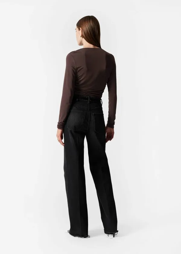 and Other Stories Ruched Wrap Top Brown Women Tops and Tshirts