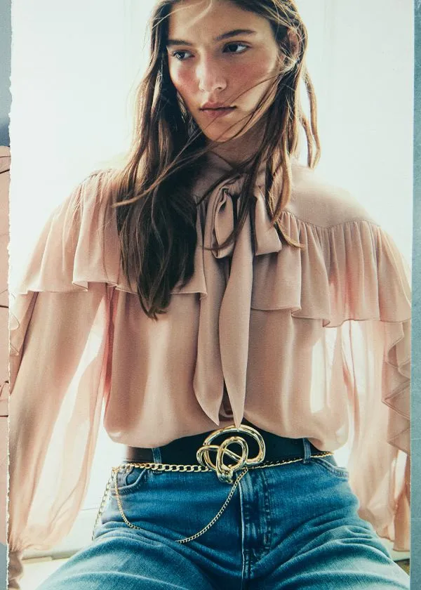 and Other Stories Ruffled BowDetailed Blouse Beige Women Blouses and Shirts