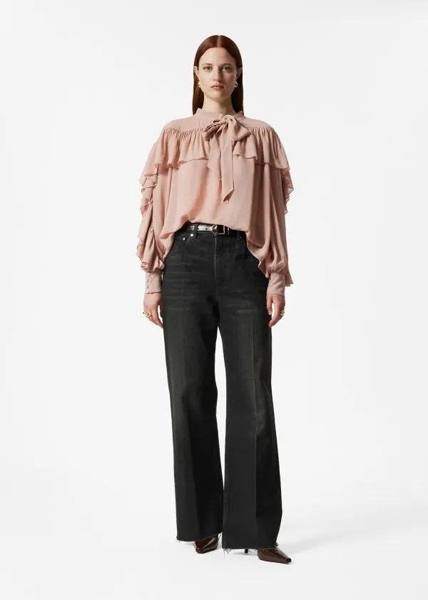 and Other Stories Ruffled BowDetailed Blouse Beige Women Blouses and Shirts