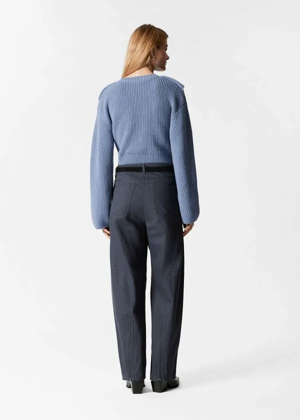and Other Stories Ruffled Jumper Blue Women Knitwear