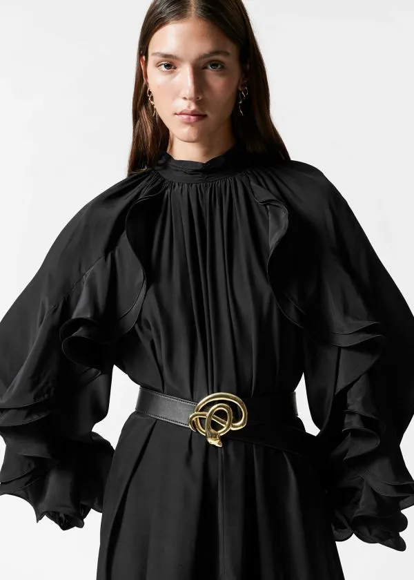 and Other Stories Ruffled Mini Dress Black Women Dresses