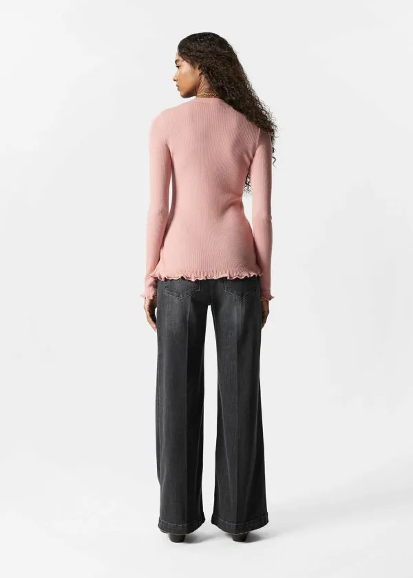 and Other Stories RuffledSlit Top Light Pink Women Knitwear